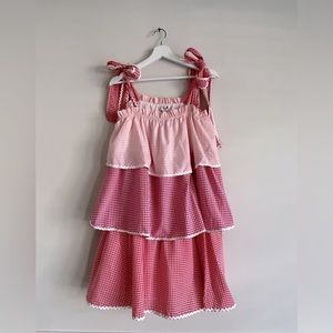 ENGLISH FACTORY COLORBLOCK TIERED DRESS SMALL